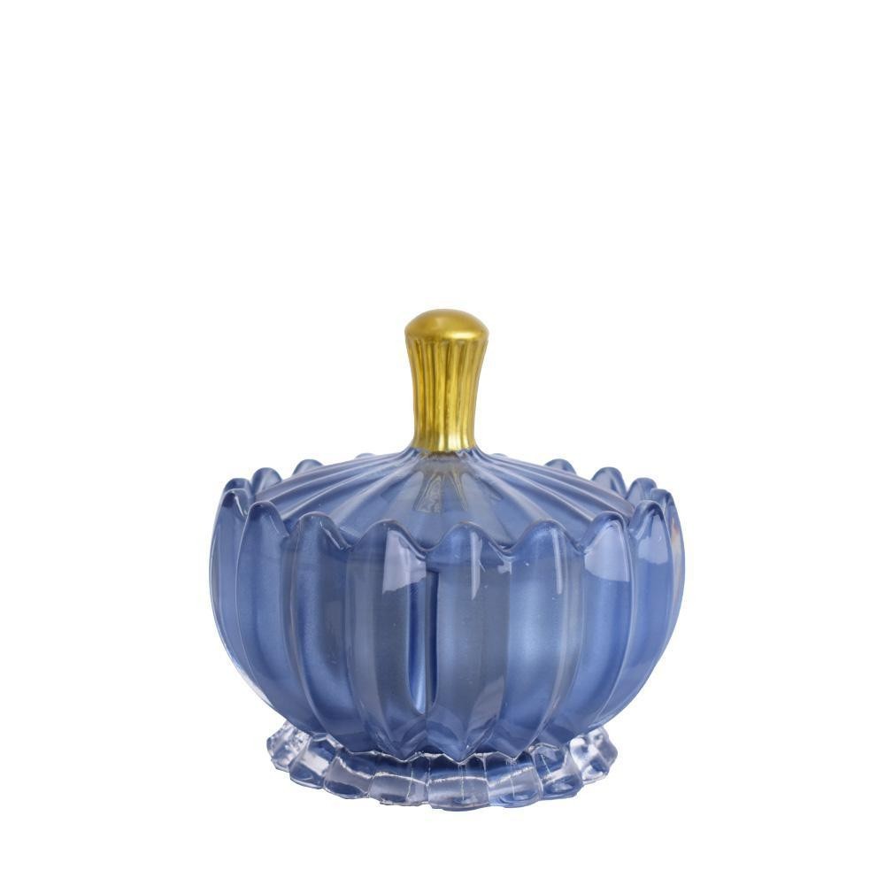 CANDELA CONCHIGLIA VETRO 11CM CELESTE